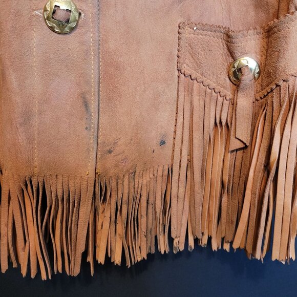 Vintage Fringe Leather Jacket Tregos Westwear 1950s MCM Size Small Flaws - Picture 3 of 10